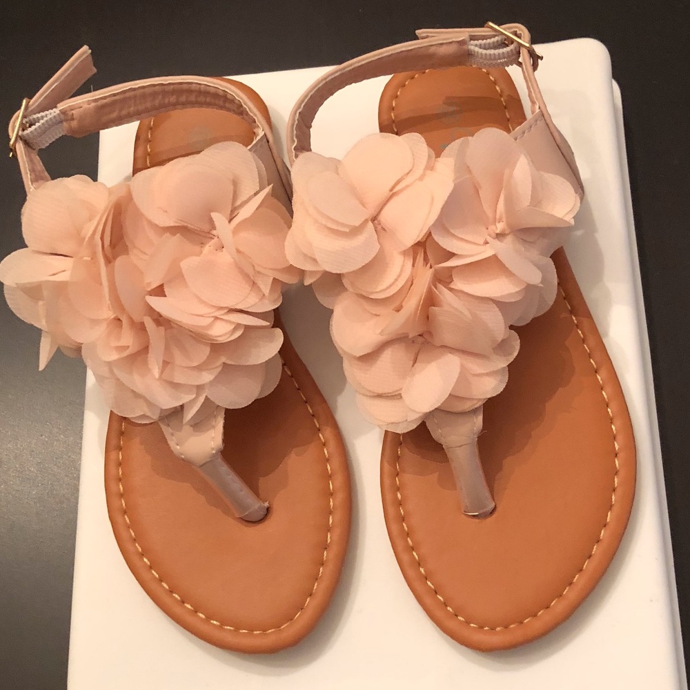 Petalia Champagne Pink Flower Sandals-Girl/Tod 12